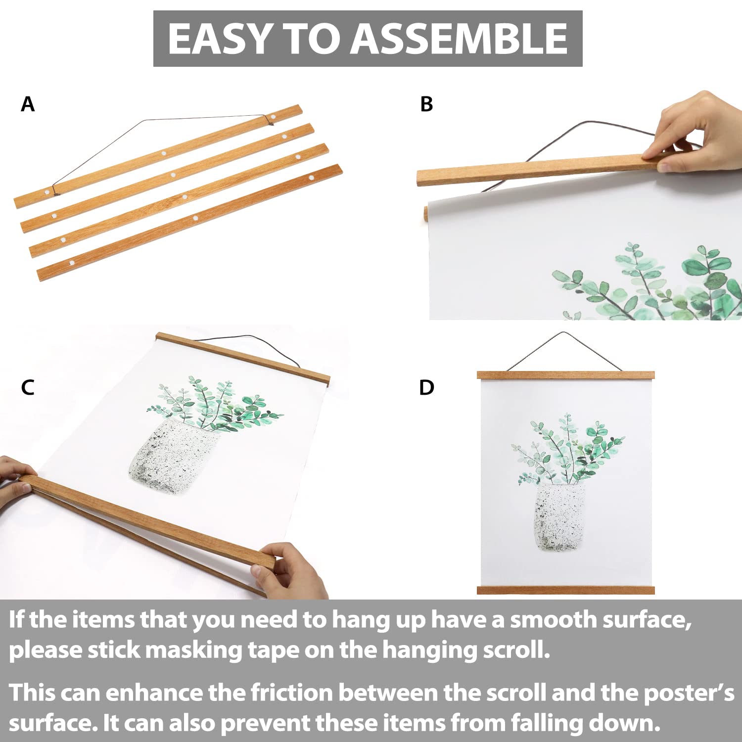 Magnetic Poster Frame Hanger  Natural Teak  11x14 11x17 Poster Hanger for Photos  Pictures  Prints  Maps  Scrolls and Canvas Artwork